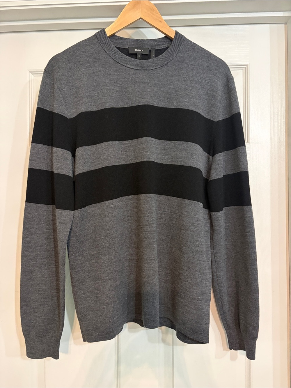 Theory Men’s Arnaud Merino Wool Striped Crewneck Sweater, Size M